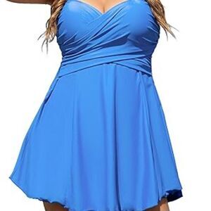 NWT Cocopear Elegant Crossover One Piece Skirted Swimsuit Size XL/10-12